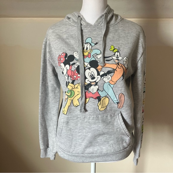 Disney Tops - Disney Mickey Mouse & Pals Gray Fleece Hooded Sweatshirt size XS